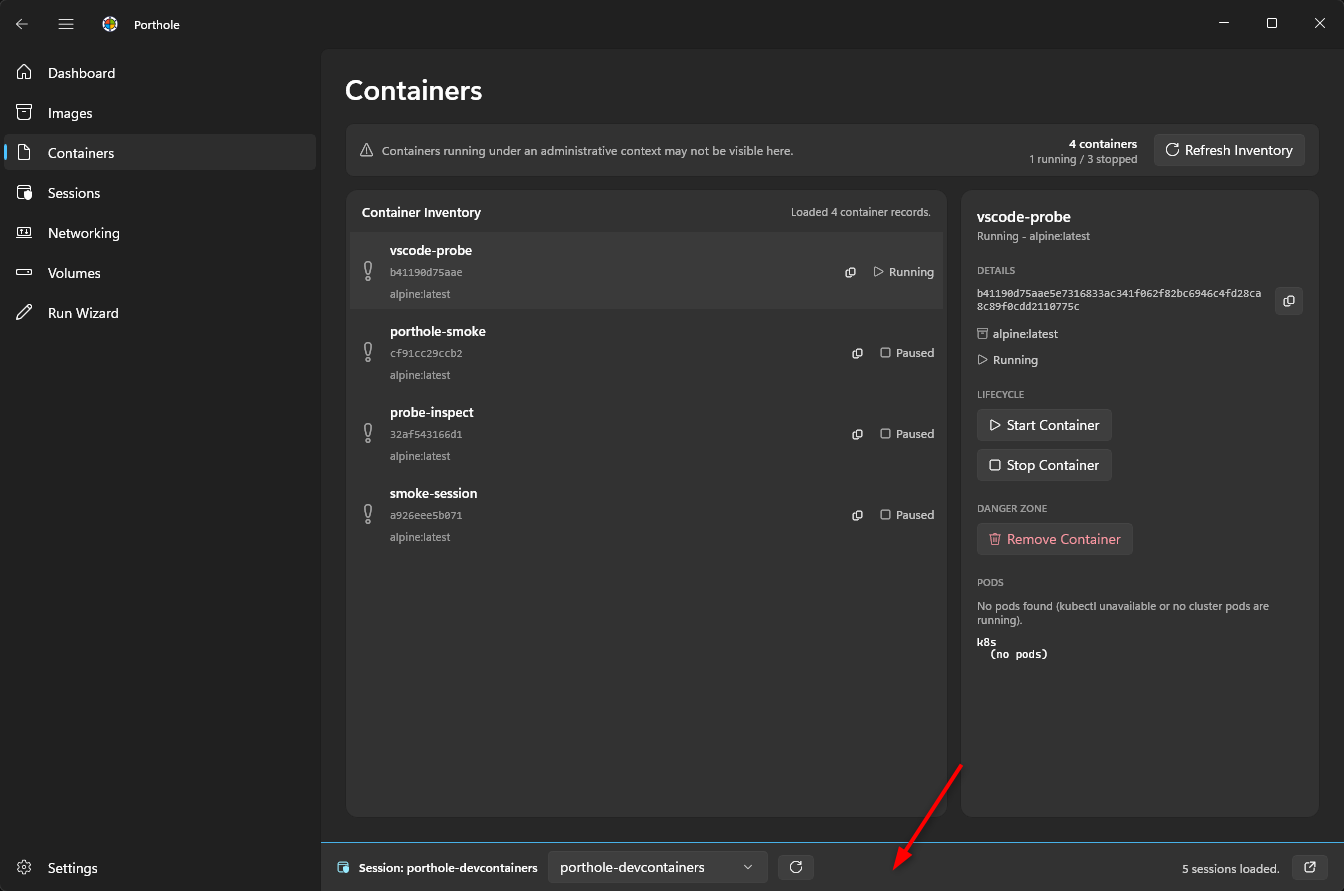 session switching toolbar